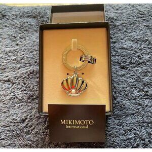 NWB MIKIMOTO G clef key chain pearl decoration shell silver tone bag charm